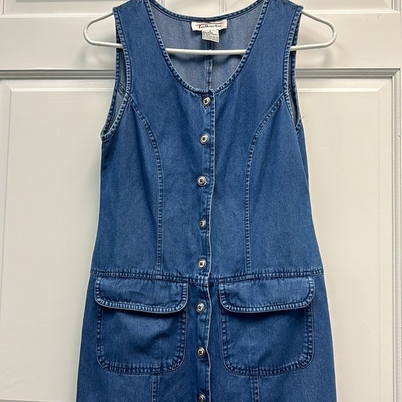 Talbots Denim Button Down Sleeveless Maxi Dress With Pockets - Picture 3 of 6